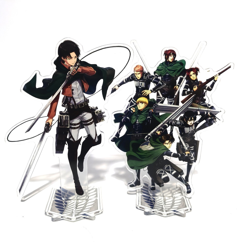 Action Figure Stand - タイタンアクリル立ちエレンミカサリヴァイアーウィンアルミンアニメアクションフィギュアウルフタイタン 16 センチメートルモデルおもちゃの装飾のおもちゃ子供のため