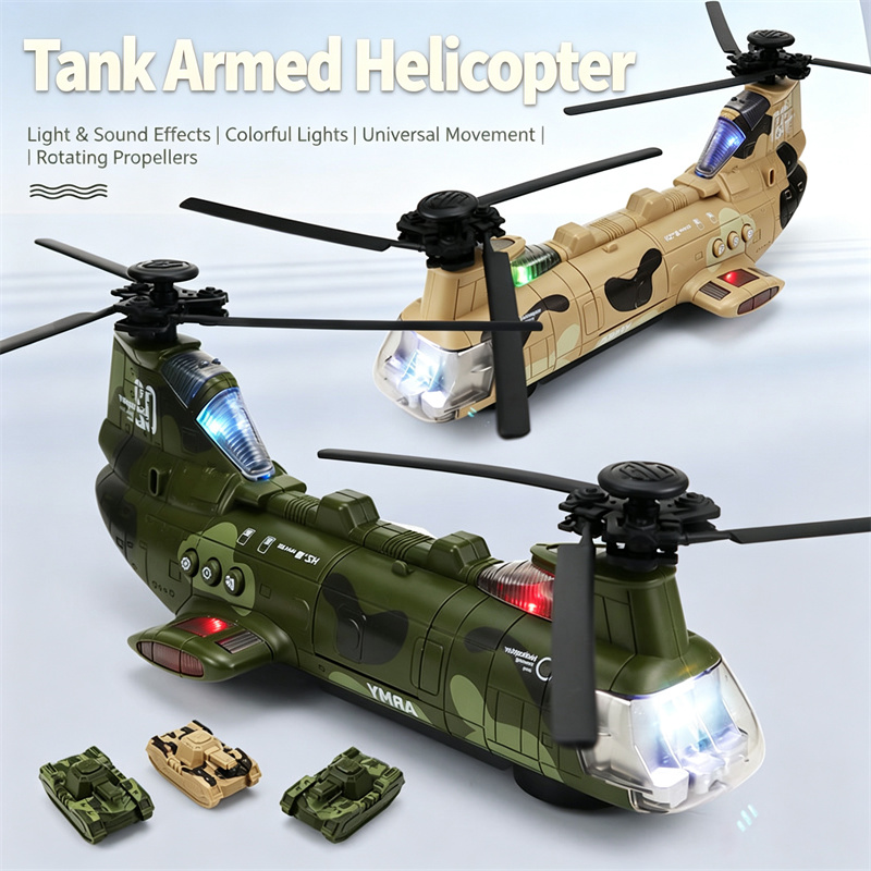 Model Airplane Plastic - 電動バンプ＆ゴー輸送機おもちゃ 360度回転 LEDライト 音楽 ユニバーサルホイール 幼児向け