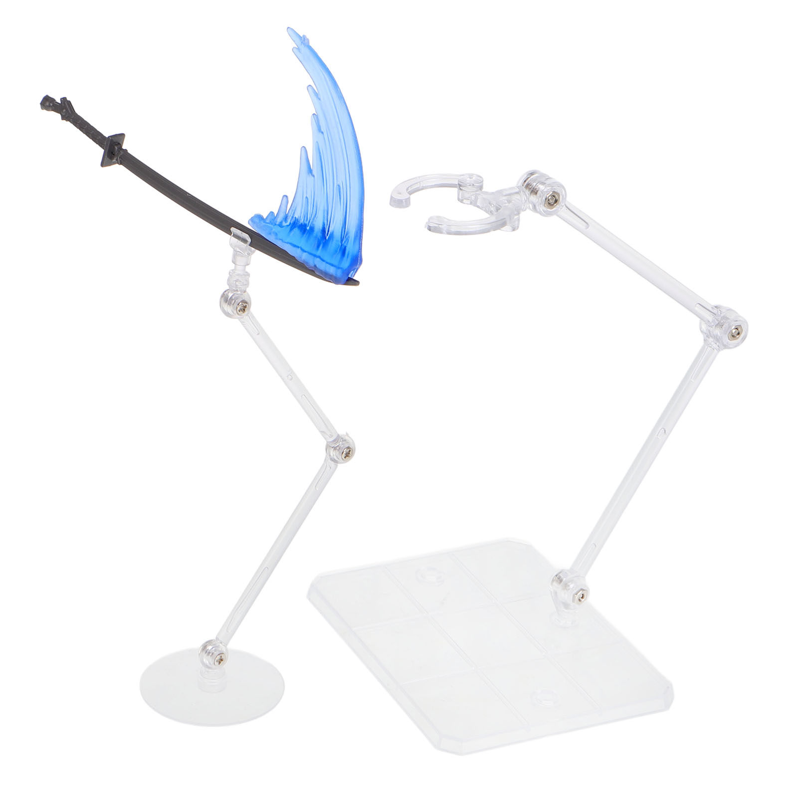 Action Figure Stand - コレクション展示用のアクションベーススタンド1個。オフィスや机の装飾に。ユニークな剣のオーナメント。透明なフィギュアで、高さ調節可能。